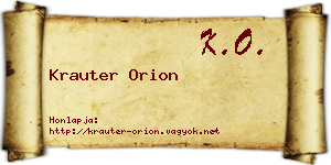 Krauter Orion névjegykártya